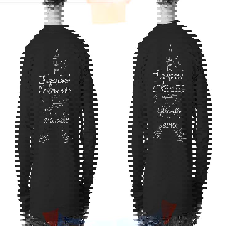 I Learn French Paris Eiffel Tower France Language Holiday Back Print Long Sleeve T-shirt