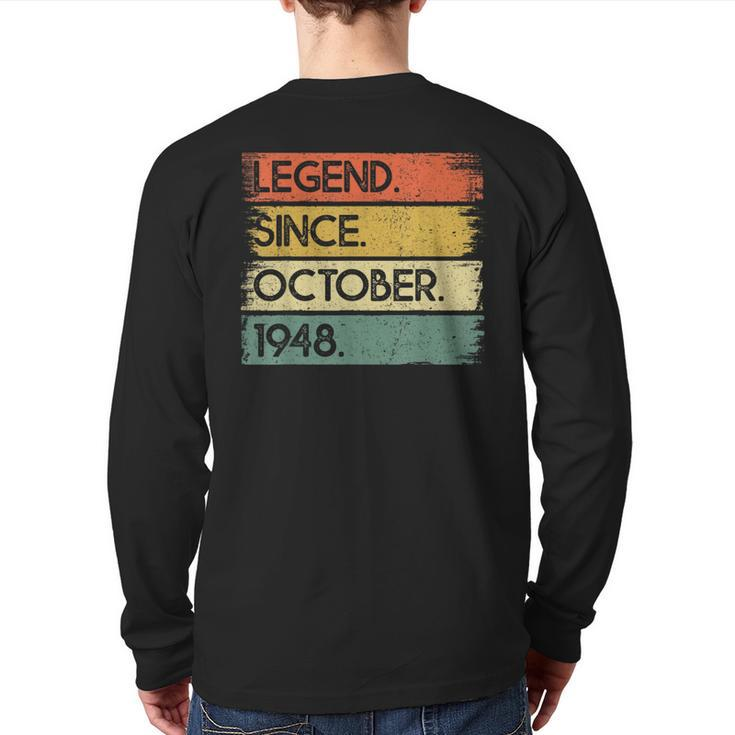 Legend Since October 1948 75 Years Old 75Th Birthday Back Print Long Sleeve T-shirt
