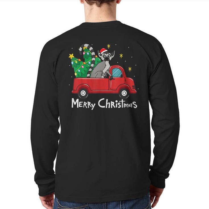 Lemur Christmas Ornament Truck Tree Xmas Back Print Long Sleeve T-shirt