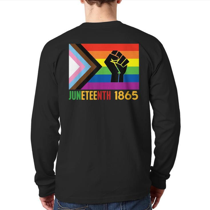 Lesbian Junenth 1865 Lgbt Gay Pride Flag Black History Back Print Long Sleeve T-shirt