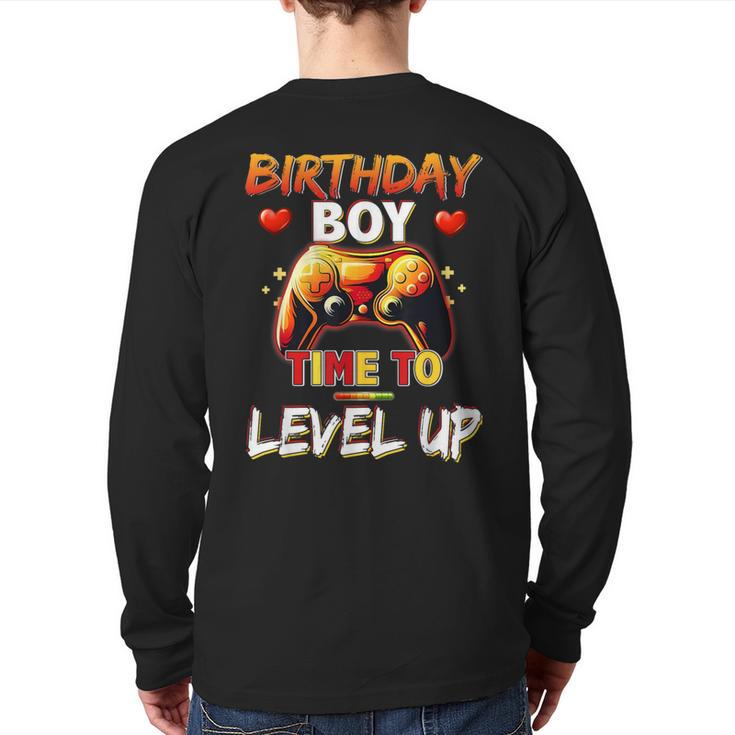 Level Up Birthday Boy Video Game Back Print Long Sleeve T-shirt
