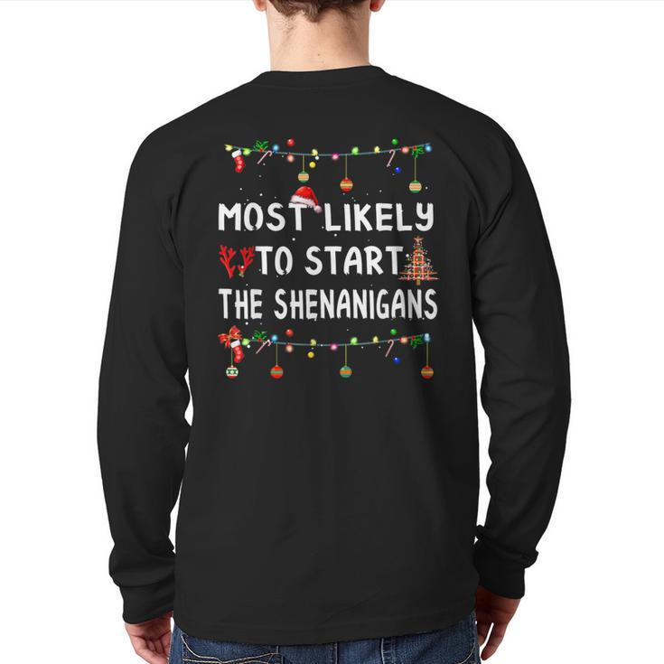 Most Likely To Christmas Matching Family Pajamas Back Print Long Sleeve T-shirt