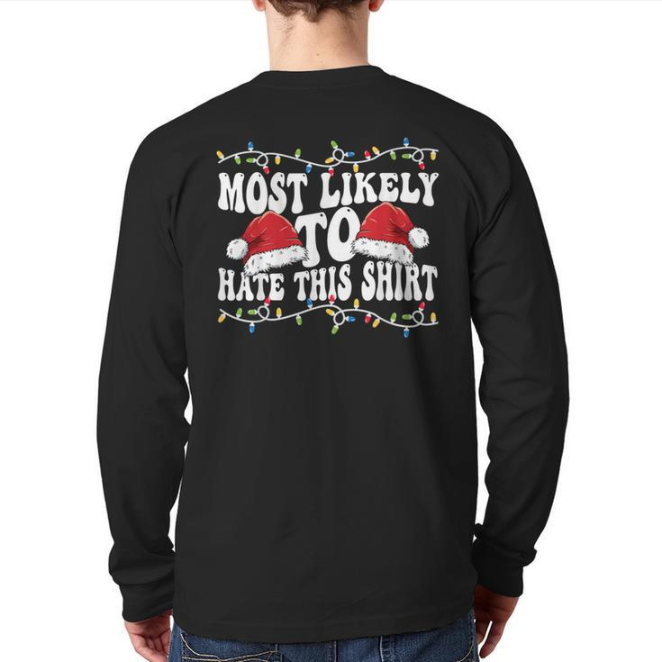 Most Likely To Hit This Matching Family Christmas Back Print Long Sleeve T-shirt