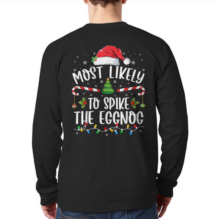 Most Likely To Spike The Eggnog Family Matching Christmas Back Print Long Sleeve T-shirt