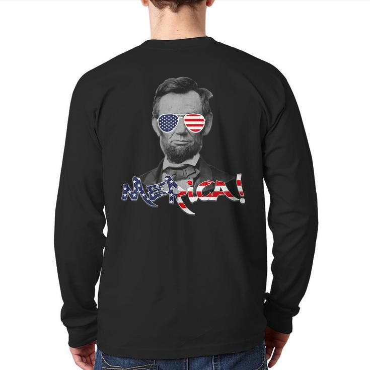 Lincoln Merica 4Th July Or Memorial Day Outift Back Print Long Sleeve T-shirt