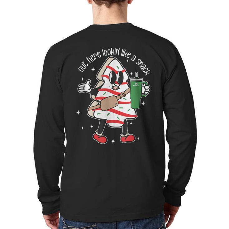 Out Here Looking Like A Snack Cute Boo Jee Xmas Trees Cakes Back Print Long Sleeve T-shirt