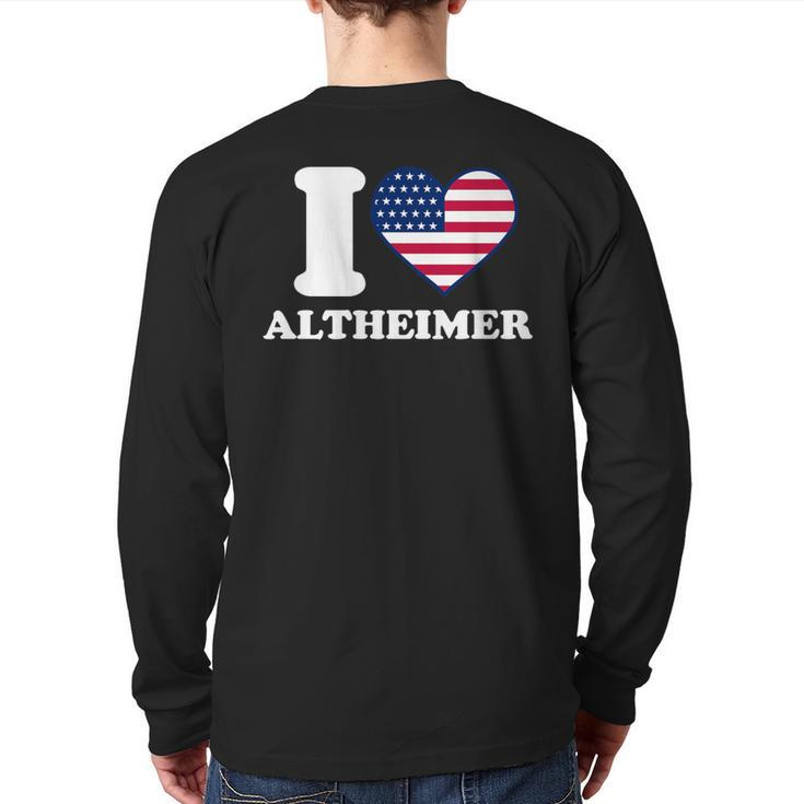 I Love Altheimer I Heart Altheimer Back Print Long Sleeve T-shirt