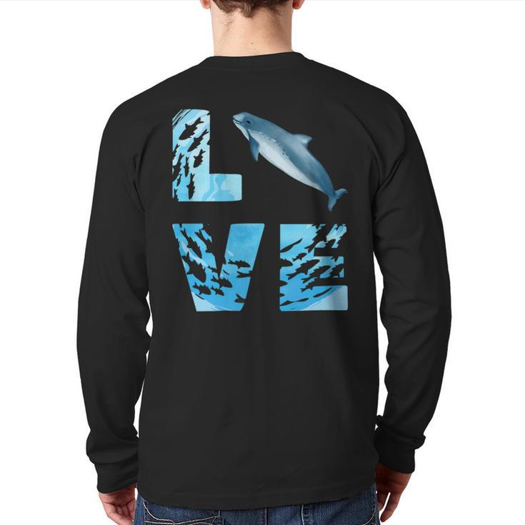 Love Harbor Porpoise Whale Sea Animals Marine Mammal Whales Back Print Long Sleeve T-shirt