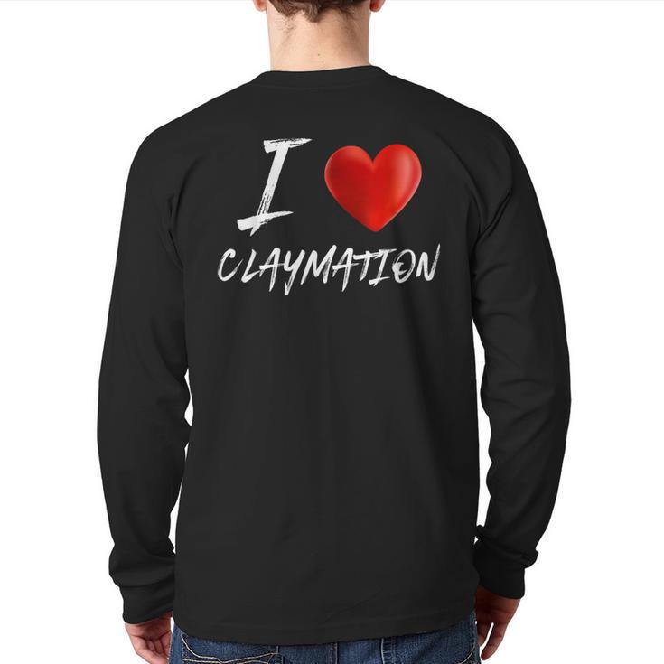 I Love Heart Claymation T Back Print Long Sleeve T-shirt