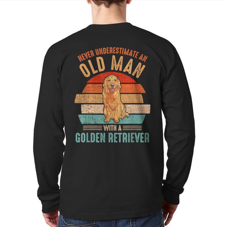 Mb Never Underestimate An Old Man With Golden Retriever Back Print Long Sleeve T-shirt