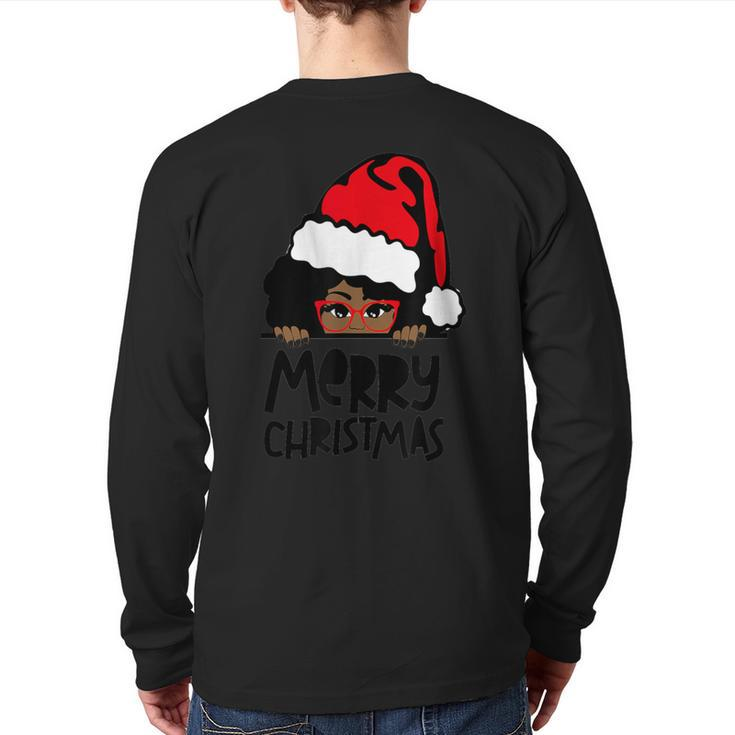 That Melanin Christmas Mrs Claus Santa Black Peeking Claus Back Print Long Sleeve T-shirt