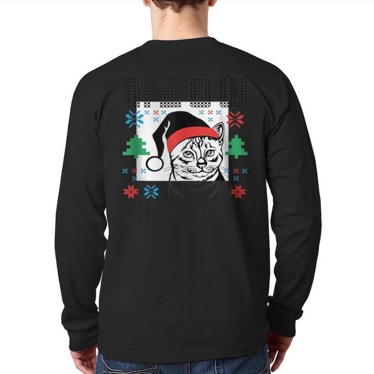 Meow Christmas Ugly Christmas Sweater Back Print Long Sleeve T-shirt