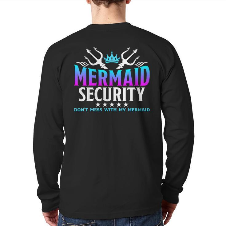 Mermaid Security Family Birthday Halloween Costume Boys Back Print Long Sleeve T-shirt