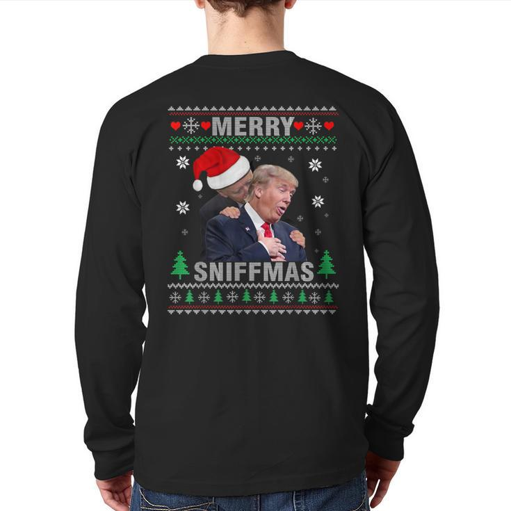 Merry Sniffmas Christmas Anti Biden Ugly Christmas Sweater Back Print Long Sleeve T-shirt