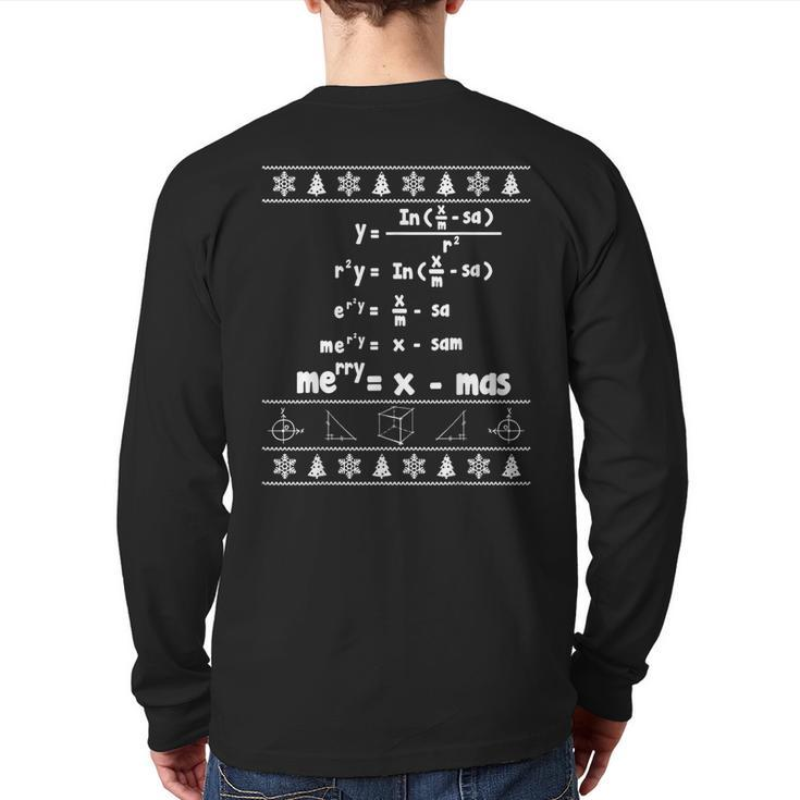 Merry X-Mas Ugly Christmas Math Sweater Back Print Long Sleeve T-shirt