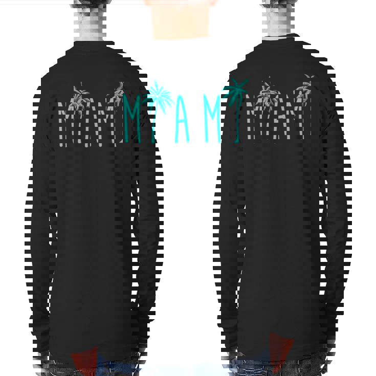 Miami Beach Florida Palm Trees T Back Print Long Sleeve T-shirt