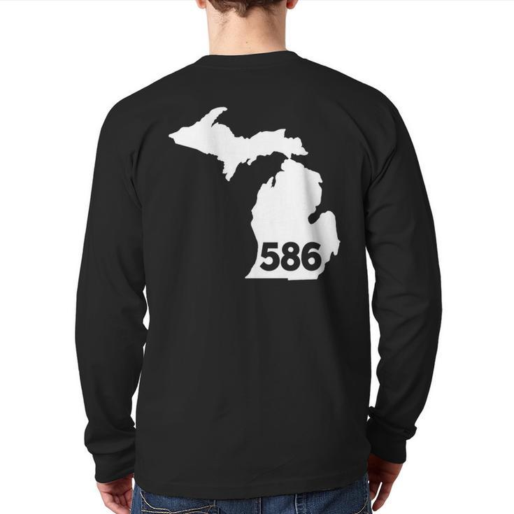 Michigan 586 Area Code Back Print Long Sleeve T-shirt
