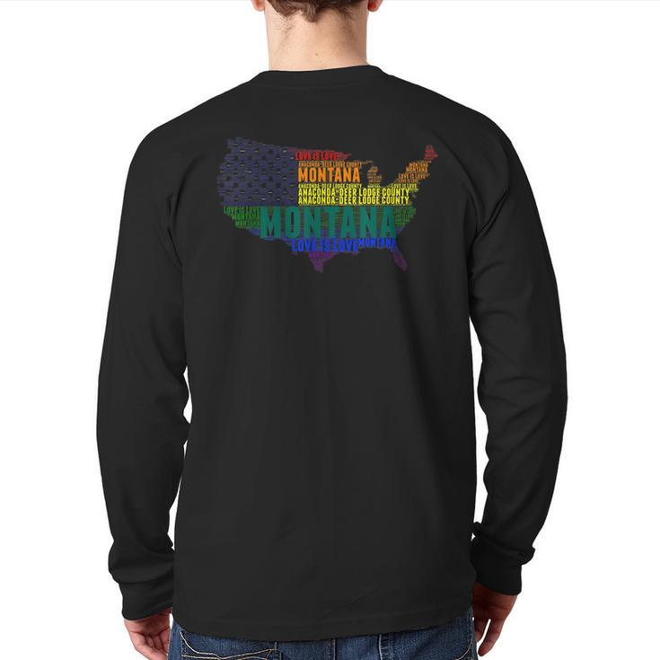 Montana Anaconda-Deer Lodge County Love Wins Equality Lgbtq Back Print Long Sleeve T-shirt