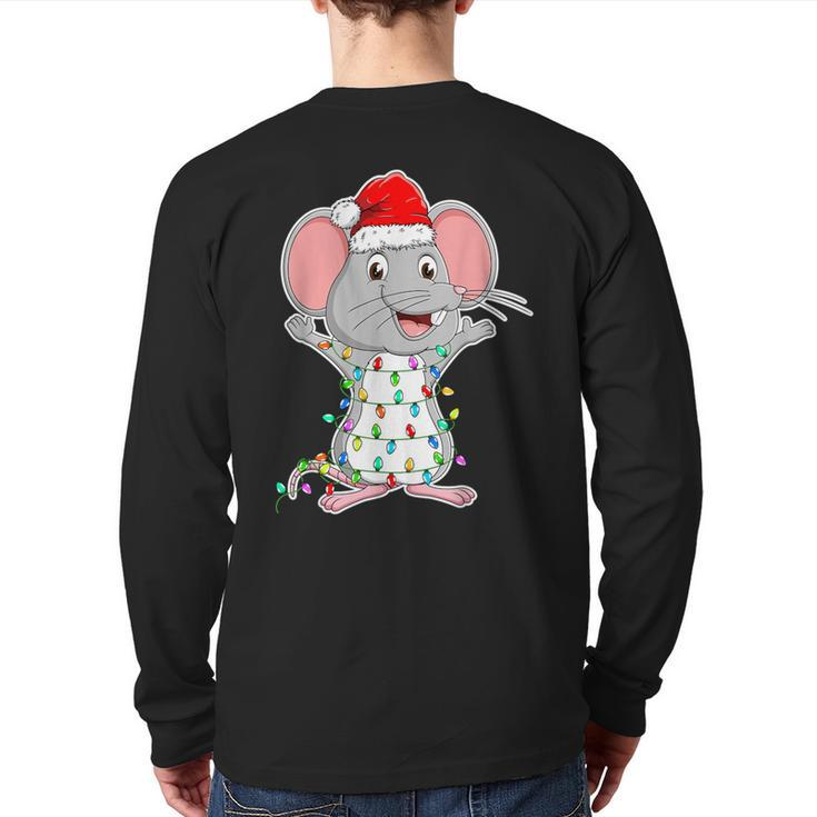 Mouse Wearing Santa Hat Xmas Rats Mouse Lover Christmas Back Print Long Sleeve T-shirt