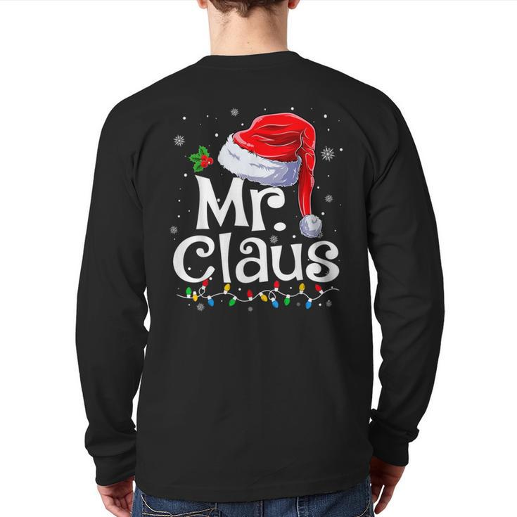 Mr And Mrs Claus Couples Matching Christmas Pajamas Santa Back Print Long Sleeve T-shirt