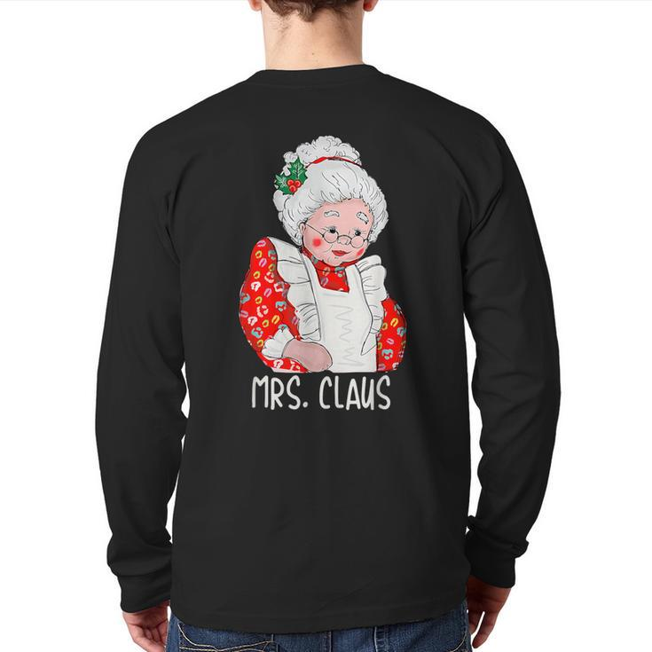 Mrs And Mr Santa Claus Couples Matching Christmas Pajamas Back Print Long Sleeve T-shirt