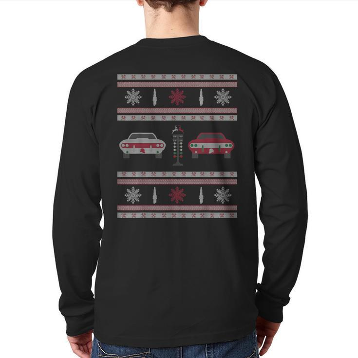 Muscle Cars Drag Racing Ugly Christmas Sweater Back Print Long Sleeve T-shirt