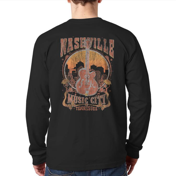 Nashville Tennessee Guitar Country Music City Guitarist Back Print Long Sleeve T-shirt