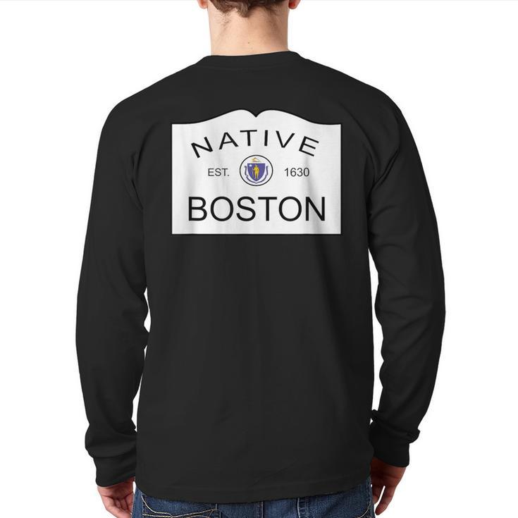 Native Boston Massachusetts Ma City Town New England Mass Back Print Long Sleeve T-shirt