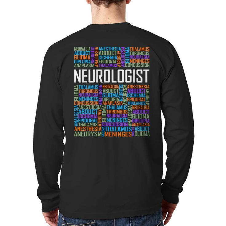 Neurologist Words Lover Graduate Student Neurology Back Print Long Sleeve T-shirt