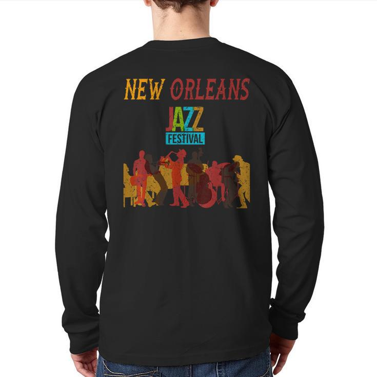 New Orleans Festival Of Jazz Music Louisiana Jazz Back Print Long Sleeve T-shirt
