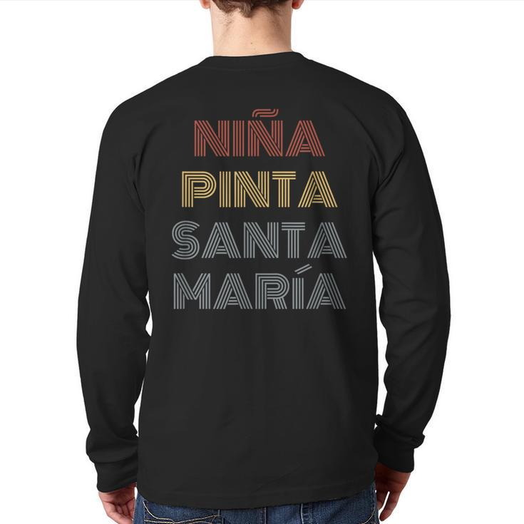 Niña Pinta Santa Maria History Christopher Columbus Day Back Print Long Sleeve T-shirt