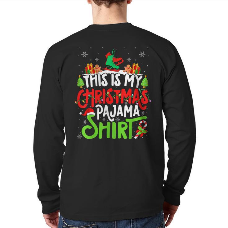 Nordic Skating Christmas Pajama Xmas Party Back Print Long Sleeve T-shirt