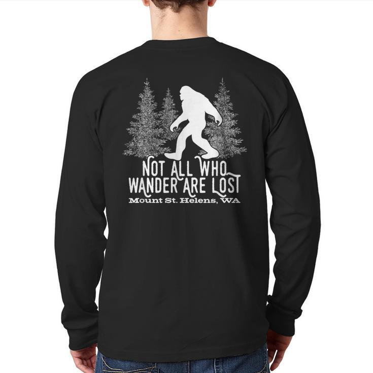 Not All Who Wander Mt Mount St Helens Wa Bigfoot Souvenir Back Print Long Sleeve T-shirt