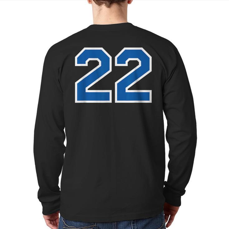 Number 22 Sports White Blue Lucky Number Back Print Long Sleeve T-shirt