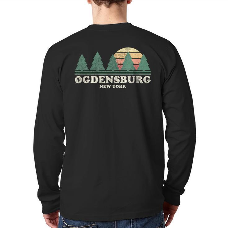 Ogdensburg Ny Vintage Throwback Retro 70S Back Print Long Sleeve T-shirt