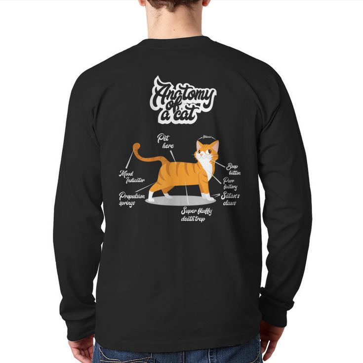Orange Tabby Cat Anatomy Of A Cat Cute Present Back Print Long Sleeve T-shirt