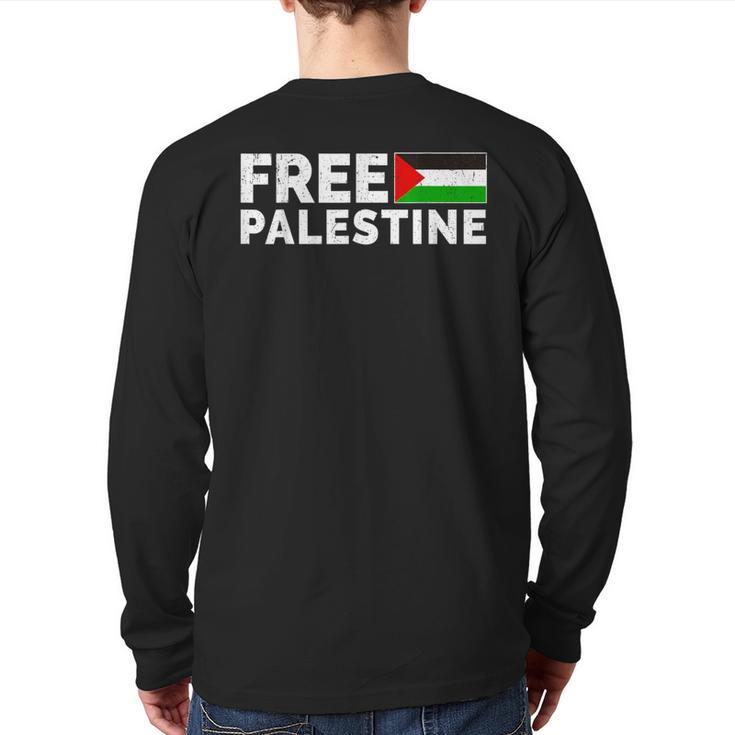 Palestine Flag Free Gaza Back Print Long Sleeve T-shirt