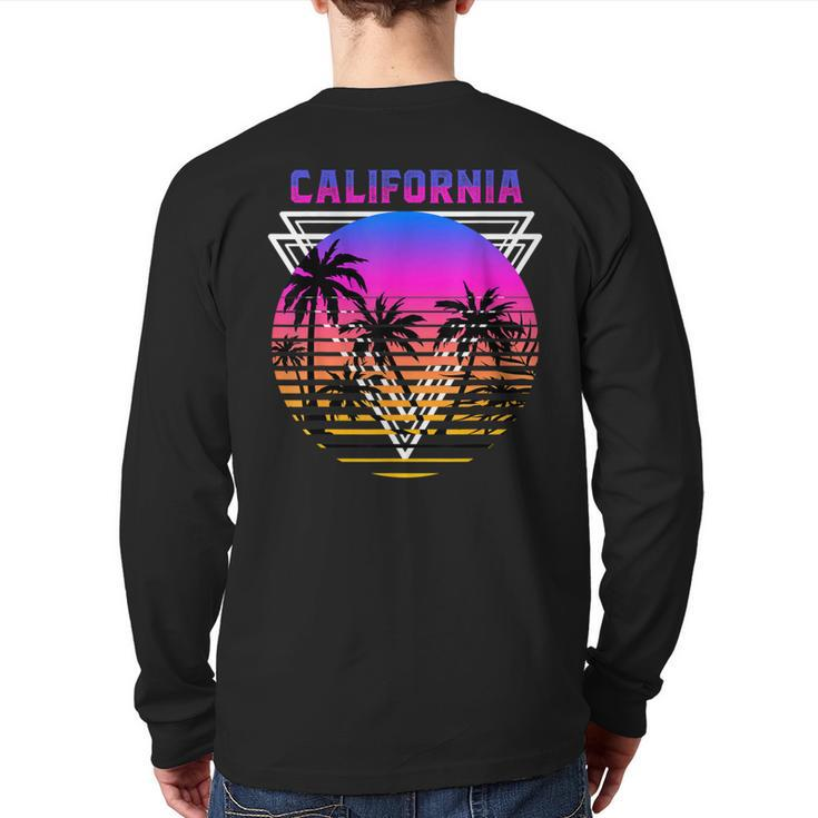 Palm Trees Retro Cali Long Beach Vintage Tropical California Back Print Long Sleeve T-shirt