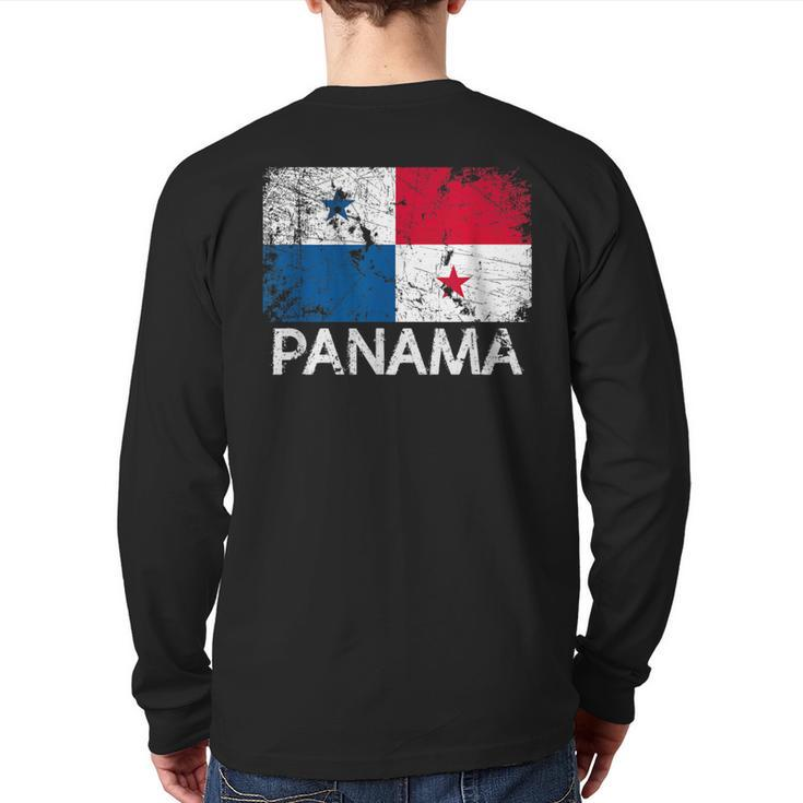 Panamanian Flag Vintage Made In Panama Back Print Long Sleeve T-shirt