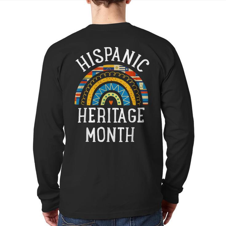 Hispanic Heritage Month National Latino Countries Flags Back Print Long Sleeve T-shirt