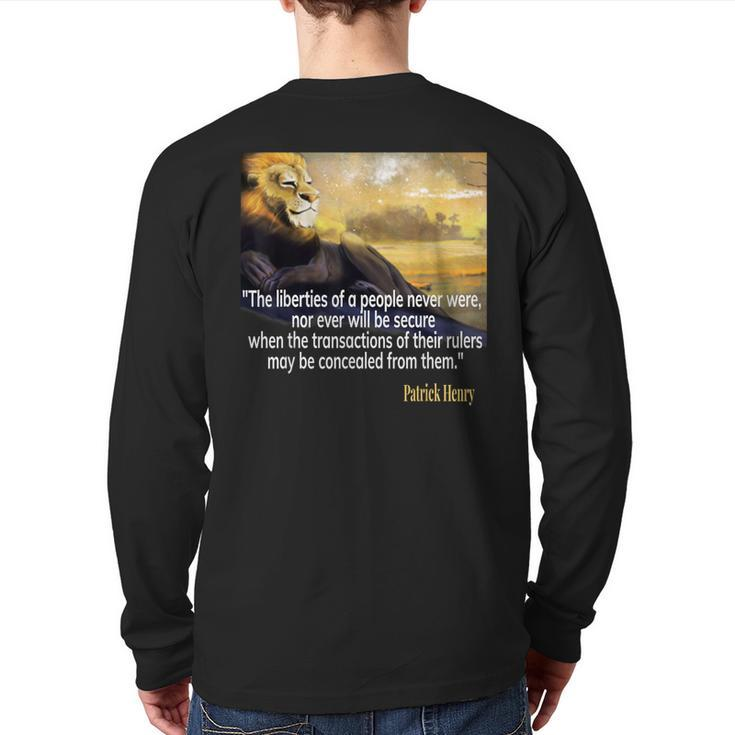 Patrick Henry Quote Back Print Long Sleeve T-shirt