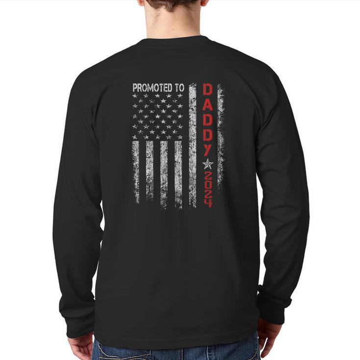 Patriotic Promoted To Daddy Est 2024 First Time Dad Back Print Long Sleeve T-shirt