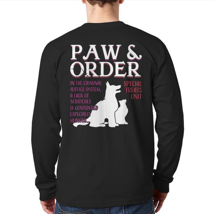 Paw And Order Special Feline Unit Pets Training Dog Cat Back Print Long Sleeve T-shirt