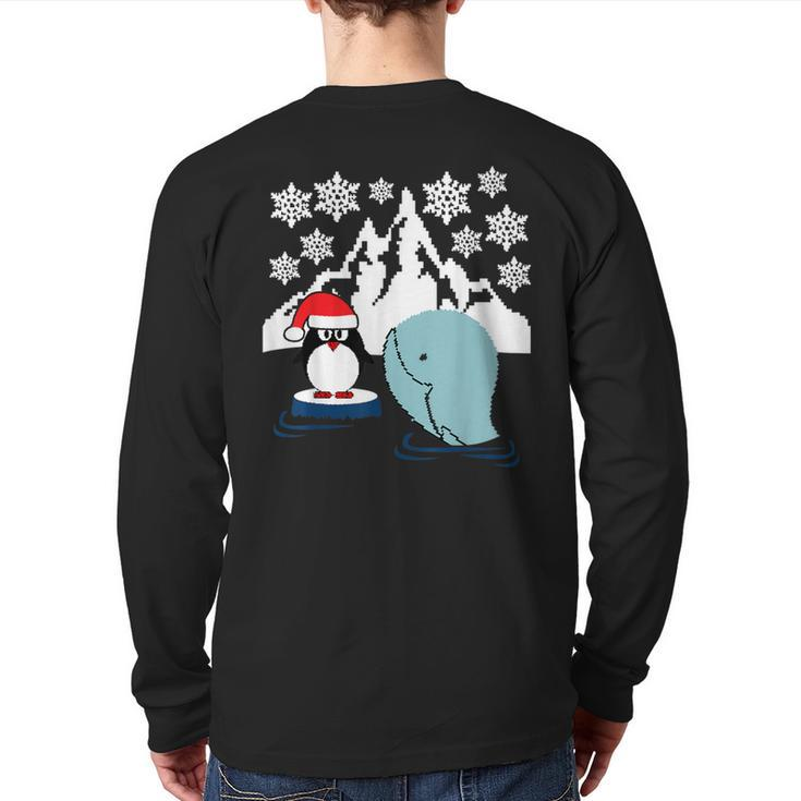 Penguin & Whale Ugly Christmas Sweater Back Print Long Sleeve T-shirt