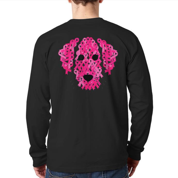Pink Ribbon Dog Inspirational Breast Cancer Awareness Back Print Long Sleeve T-shirt