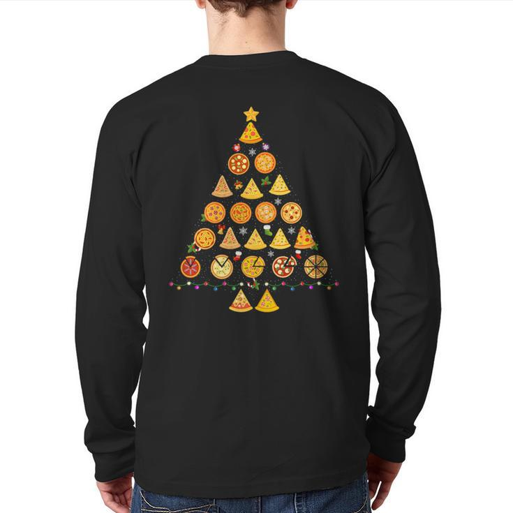Pizza Christmas Tree Ugly Christmas Sweater Back Print Long Sleeve T-shirt