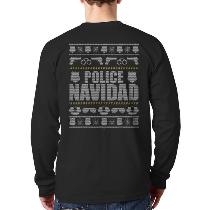 Police Navidad Cop Ugly Christmas Sweater Back Print Long Sleeve T-shirt