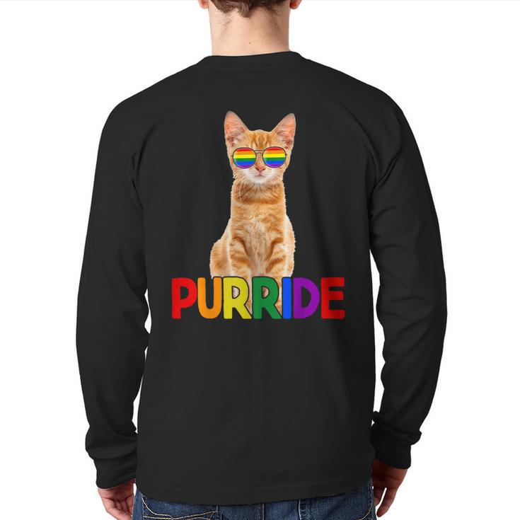 Pride Gay Cute Cat Purride Lgbtq Back Print Long Sleeve T-shirt