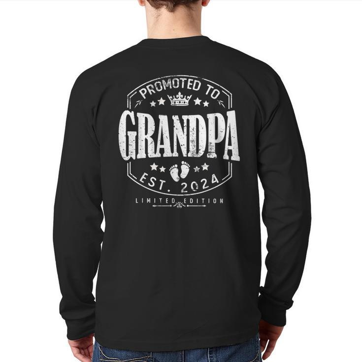 Promoted To Grandpa 2024 Grandparents Baby Announcement Men Back Print Long Sleeve T-shirt