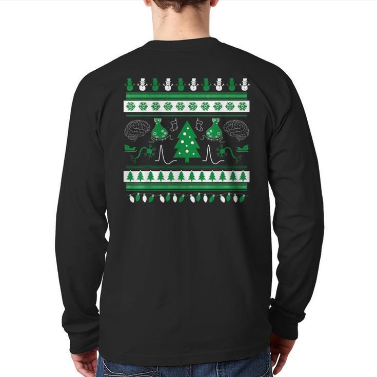 Psychology Ugly Christmas Sweater Brain Neurotransmitter Back Print Long Sleeve T-shirt